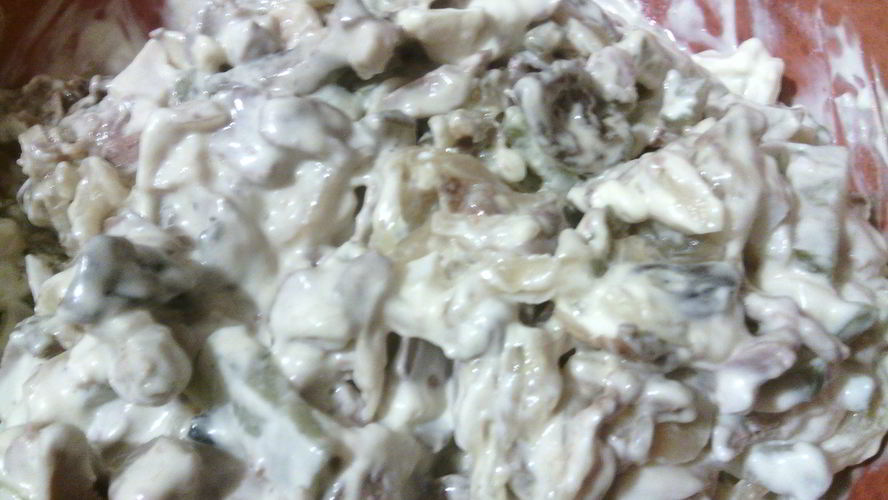 Рецепт салат белорусский с печенью и сушными грибами