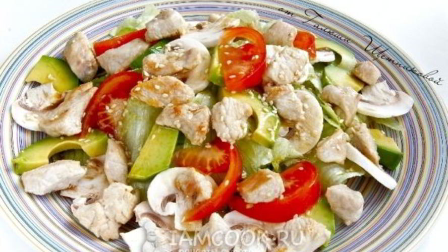 Рецепт салат из индейки с грибами