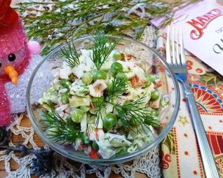 Салат из крабовых палочек и зеленого горошка