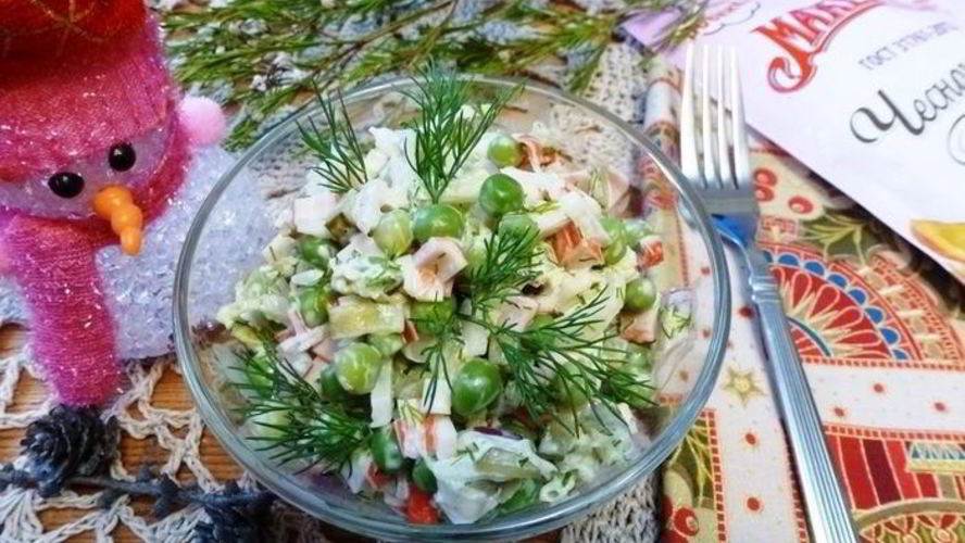 Рецепт салат из крабовых палочек и зеленого горошка