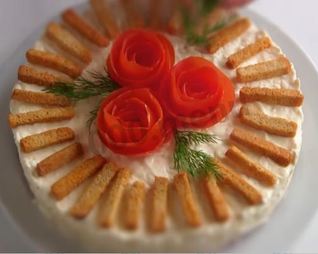 Салат из крабовых палочек Крабовая слойка