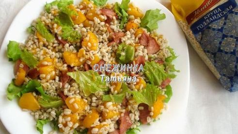 салат из перловой крупы с тыквой и гранатом
