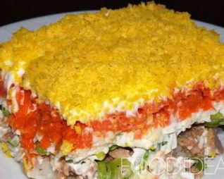 Салат Мимоза с горбушей