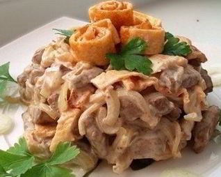 Салат Печеночная фантазия с яичными блинчиками