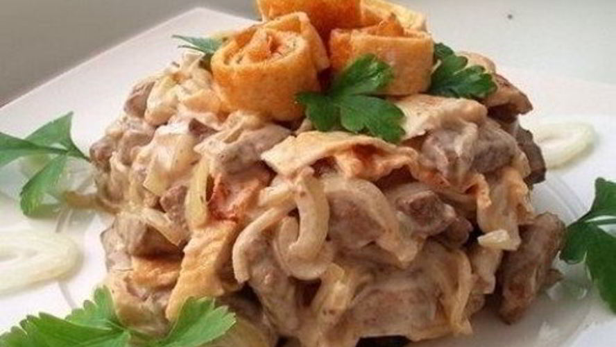 Рецепт салат печеночная фантазия с яичными блинчиками