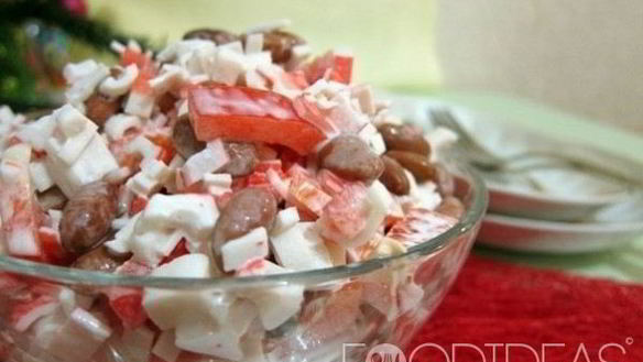 Рецепт Салат с фасолью и ветчиной