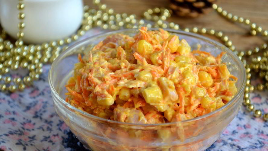 Рецепт салат с корейской морковкой и копченой курицей