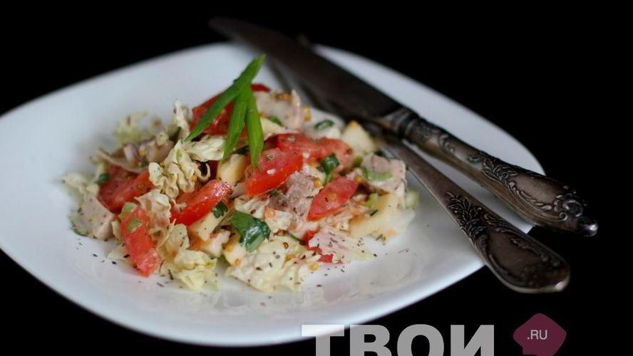 Рецепт салат с курицей и яблоком