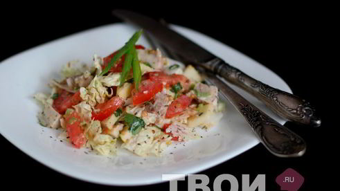 салат с курицей и яблоком