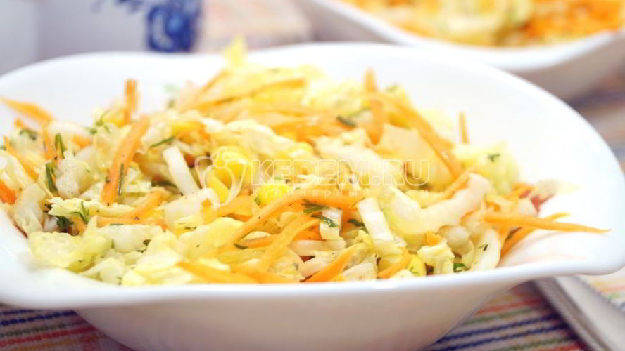 Рецепт салат с пекинской капустой и кукурузой