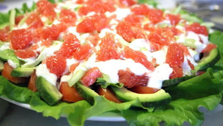 Рецепт салат с семгой и грейпфрутом
