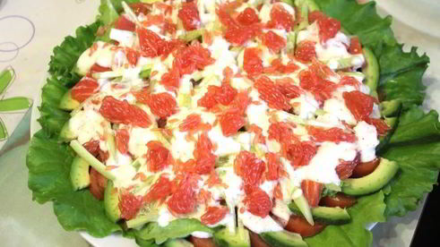салат с семгой и грейпфрутом