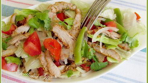 салат со стручковой фасолью и мясом