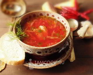 Борщ на бульоне из свиных ребрышек