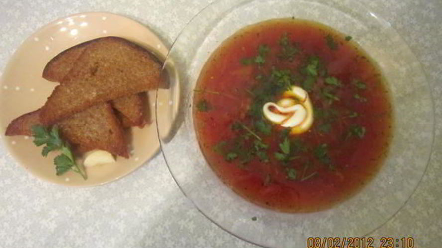 Рецепт борщ с чесночными гренками