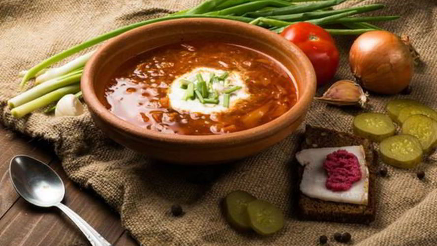 Рецепт борща с фасолью и солеными огурцами