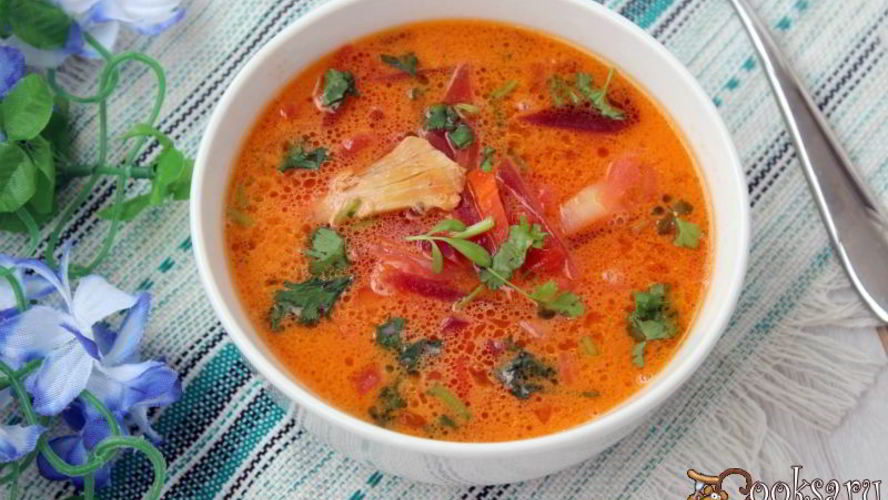 Рецепт борщ со сметаной на курином бульоне