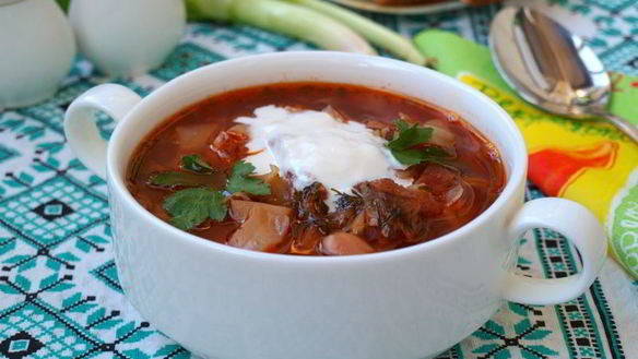 Рецепт Постный борщ с фасолью и толстолобиком в томате