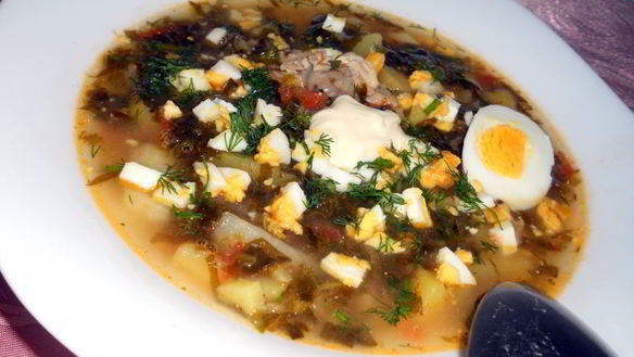 Рецепт Зеленый борщ с курицей и томатом