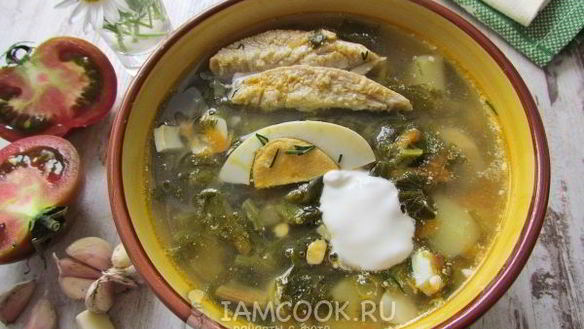 Рецепт Зеленый борщ со шпинатом и щавелем