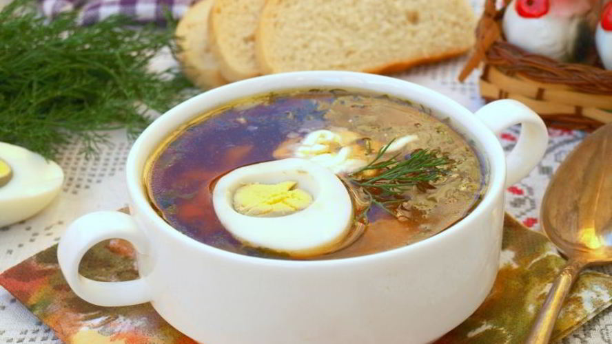 Рецепт зеленый борщ со свеклой и зеленым горошком