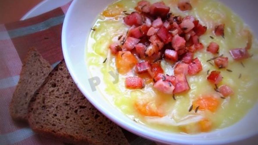 Рецепт густой картофельный суп с квашеной капустой и беконом