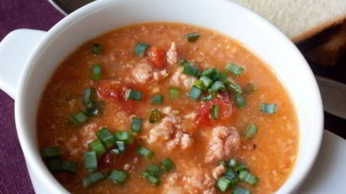 густой суп с индюшиным фаршем и чечевицей