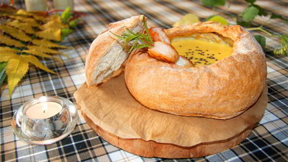 Рецепт Крем-суп из тыквы с тигровыми креветками