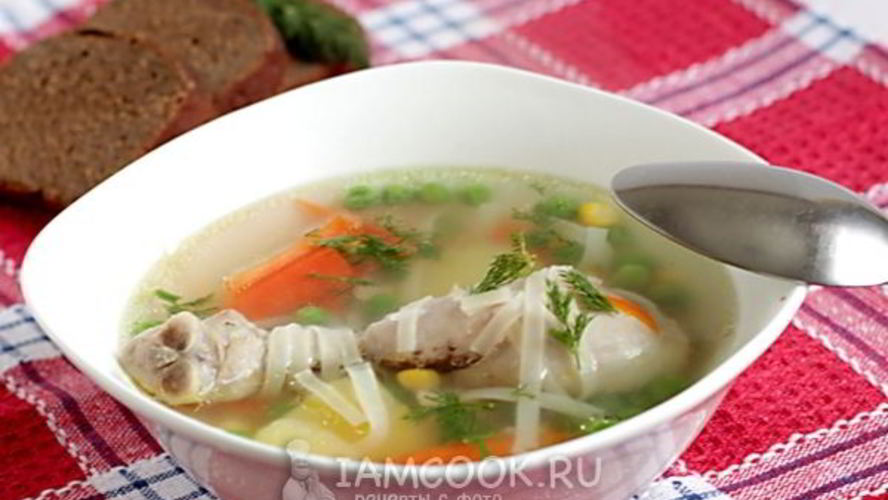 Рецепт куриный суп с лапшой и зеленым горошком
