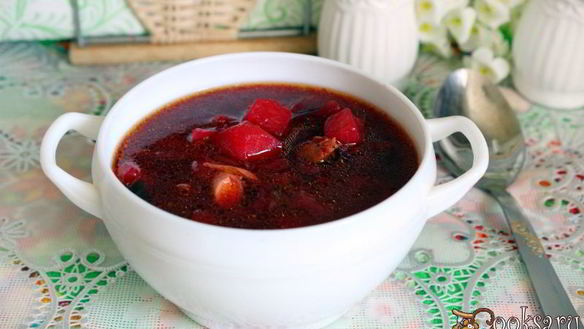Рецепт Куриный суп со свеклой и баклажанами
