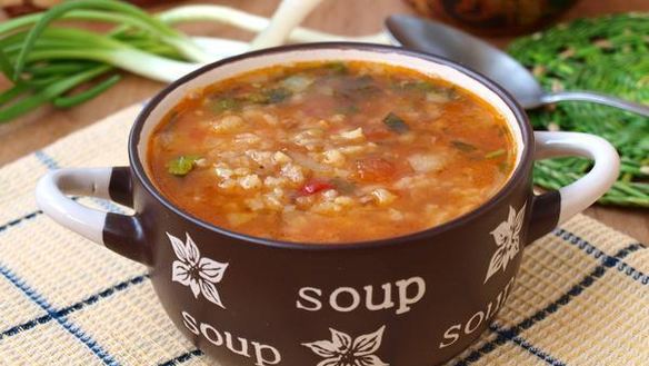 Рецепт Рисовый суп с чечевицей и томатами