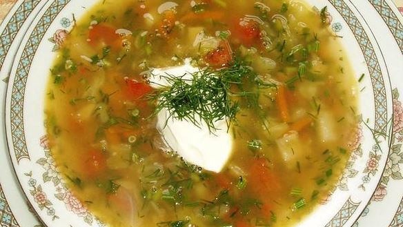 Рецепт Щи помидорно-укропные