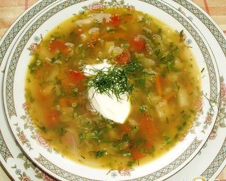 Щи помидорно-укропные