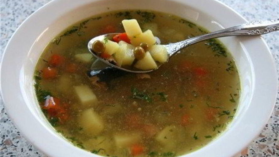 Рецепт суп из консервированного тунца с зеленым горошком