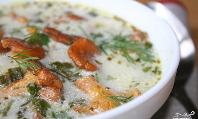 Суп из сушеных лисичек