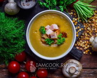 Гороховый суп-пюре с копченостями