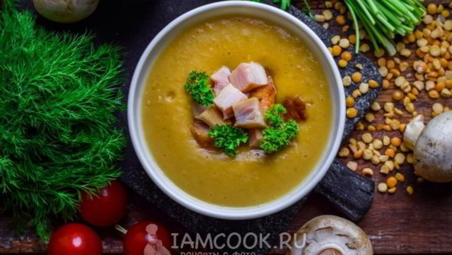 Рецепт гороховый суп-пюре с копченостями