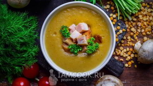 гороховый суп-пюре с копченостями