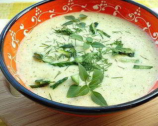 Суп-пюре из кабачков и зеленой фасоли