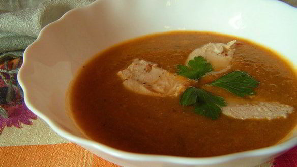 Рецепт Суп-пюре из печеных овощей с курицей