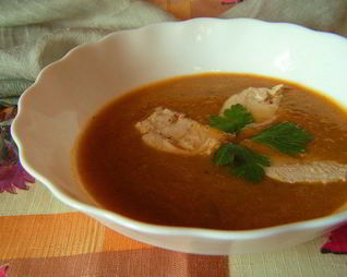 Суп-пюре из печеных овощей с курицей