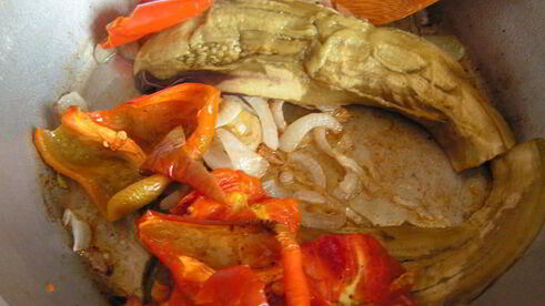 суп-пюре из печеных овощей с курицей