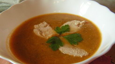 суп-пюре из печеных овощей с курицей