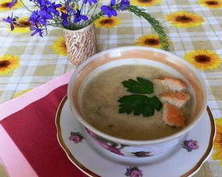 Суп пюре сырный с шампиньонами