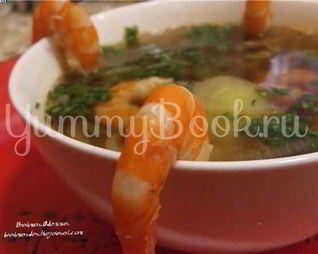 Суп с креветками и овощами