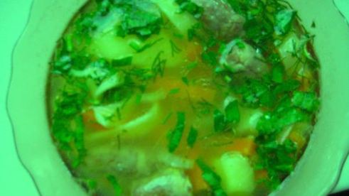 суп с куриными сердечками