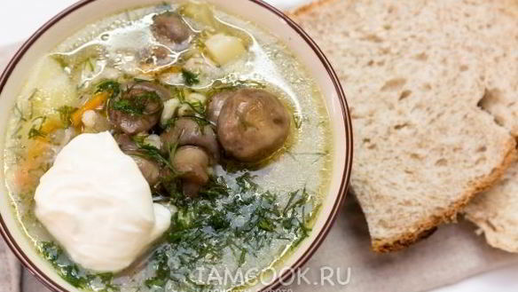 Рецепт Суп с шампиньонами и перловкой