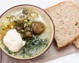 Суп с шампиньонами и перловкой