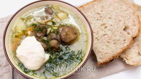 суп с шампиньонами и перловкой