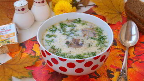 суп с шампиньонами и плавленым сыром